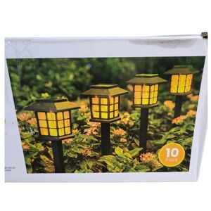 Gigalumi Solar‎ Path Lights 10 Pack Flame Effect Outdoor Garden Landscape